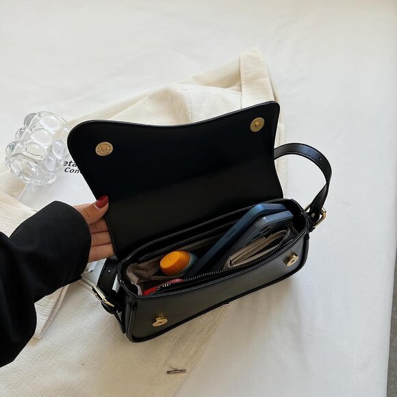 Shoulder Bag for women Y2K Crossbody Vegan Leather Purse Straps Retro Clutch Hob - Picture 6 of 6